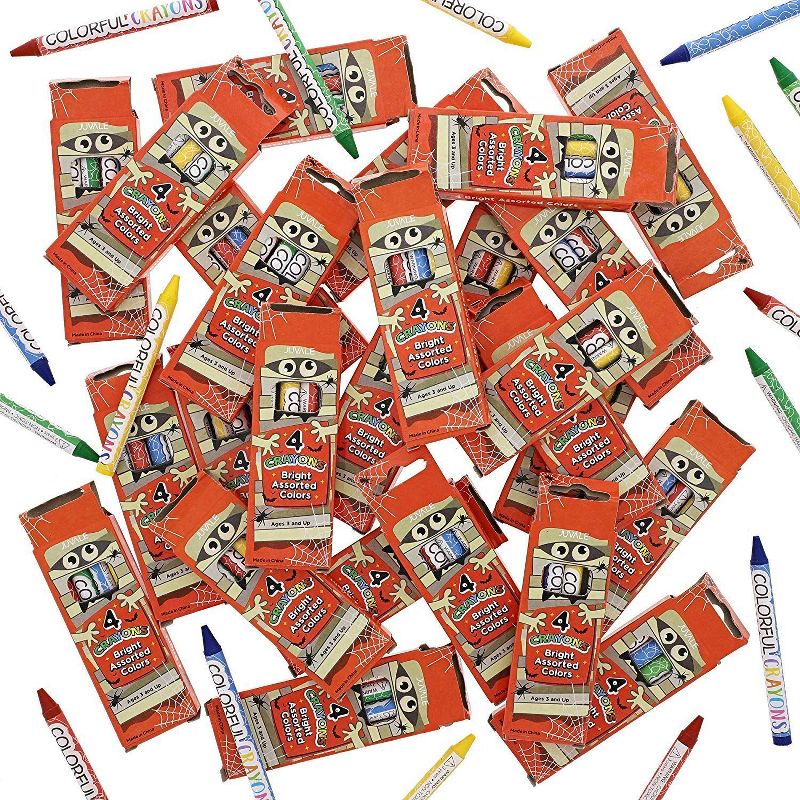 Juvale 30 Pack Halloween Crayons for Kids, Party Favors, Mummy Design (4 Colors), 5 of 7