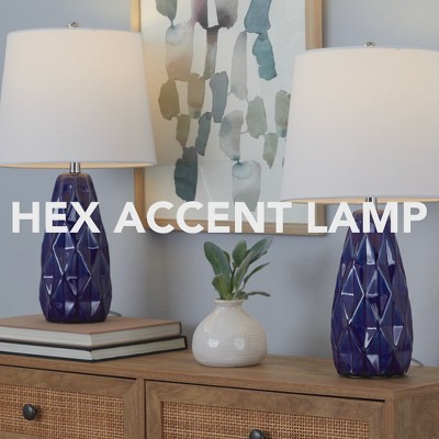 Set of 2 White Ceramic Accent Lamps with Linen Shades