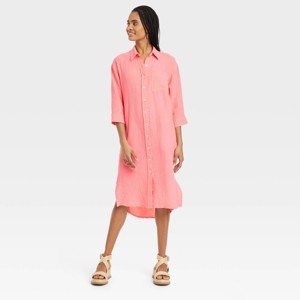 Women's 3/4 Sleeve Midi Shirtdress - Universal Thread™ - 1 of 3
