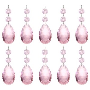 Unique Bargains Hanging Ornament DIY Craft Teardrop Crystal Chandelier Pendant Beads 3.35" x 1.5" 10 Pcs - 1 of 4