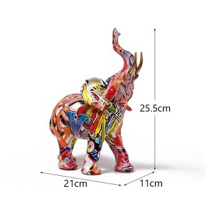 NotArt Graffiti Colorful Resin Elephant Figurine - Water Transfer Printing Creative Home Decor for - 1 of 4
