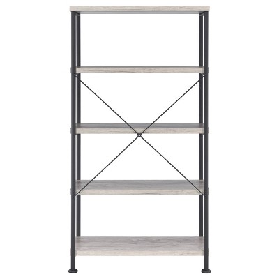 Analiese Gray Driftwood and Black 4-Shelf Bookcase
