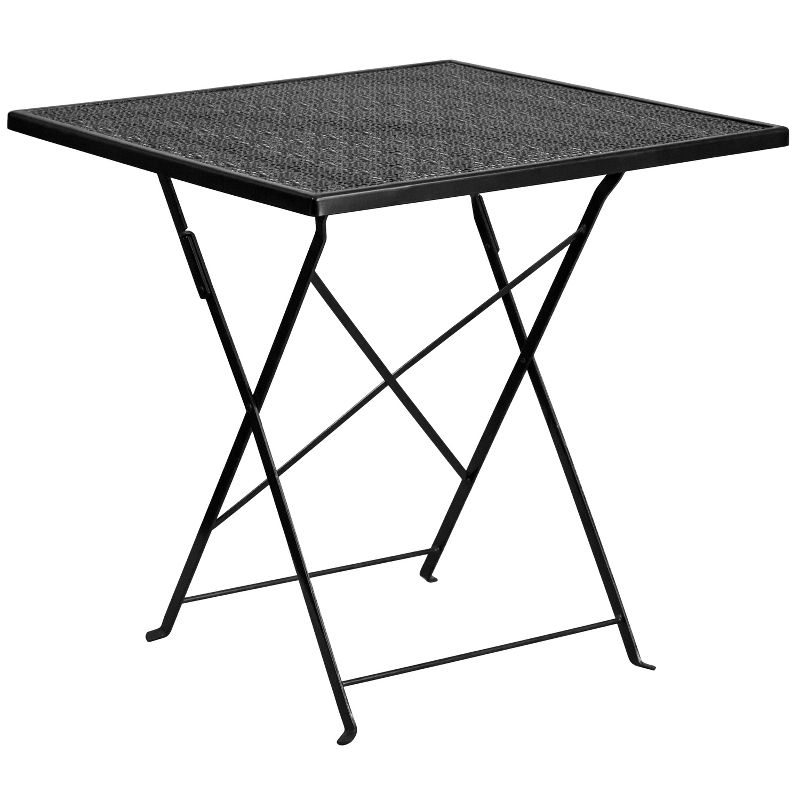 Flash Furniture Oia Commercial Grade 28" Square Indoor-Outdoor Steel Folding Patio Table, 1 of 9