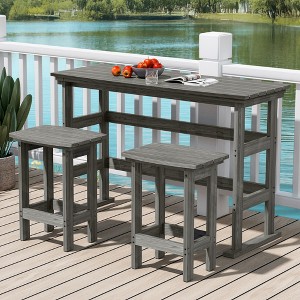 Pamapic HDPE Plastic Outdoor Patio Rectangle Bar Height Bistro Dining Set in Gray - 1 of 4
