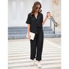 Womens Two Piece Plisse Set Button Down Co-ords Sets Summer Textured Top and Pants Casual Lounge Set - 4 of 4