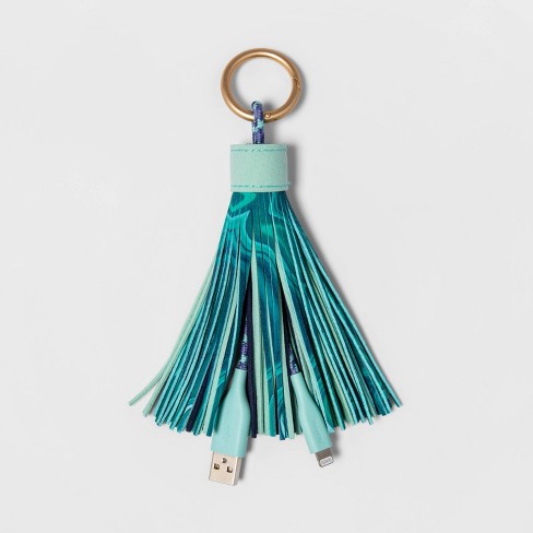 12" Lightning to USB-A Tassel Keychain Cable - heyday™ Cool Marble - image 1 of 3