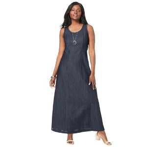 Jessica London Women's Plus Size Denim Maxi Dress - 1 of 4