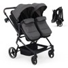 Side by Side Double Stroller Newborn and Toddler, Lightweight Compact Twin Stroller with Reversible Seat, Adjustable Backrest & Canopy, Storage Basket - 4 of 4