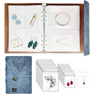 PU Leather Travel Jewelry Organizer Book, 70-Grid Anti-Drop Pockets with 70 Anti-Tarnish Bags for Rings, Bracelets - 1 of 4