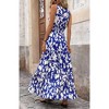 Womens Floral Sundress A-Line Sleeveless Highwaist Maxi Dress Flowy Faux Wrap Maxi Dress with Flounce Hem - 2 of 4