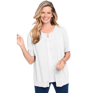 Woman Within Plus Size Perfect Elbow-Length Sleeve Cardigan - 1 of 4