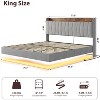loating Upholstered Platform Bed Frame with Lights & Charging Station – Linen Fabric, No Box Spring Needed - 2 of 4