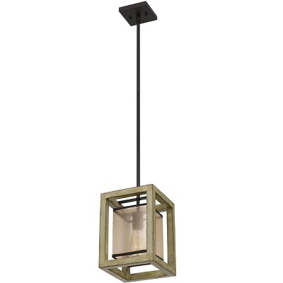 Palencia Distressed Oak and Glass Lantern Pendant Light