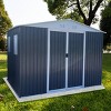 Weatherproof 10x8FT Galvanized Steel Garden Shed with Lockable Door, Windows & Ventilation, Low Maintenance -Coolbibila - 3 of 4