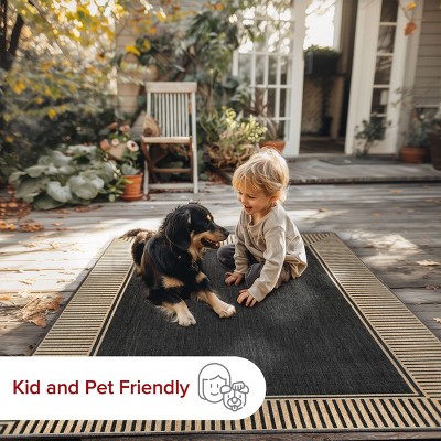 Casual Elegance Dark Gray Stripe Indoor/Outdoor 3'6" x 5' Rug