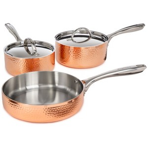 BergHOFF Vintage Tri-Ply Copper Stainless Steel Cookware Set With Stainless Steel Lids, Gold - 1 of 4