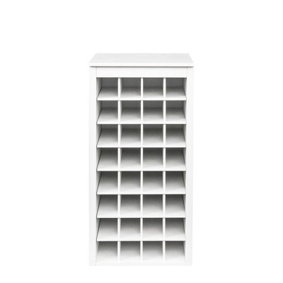 Vynxaria Bar Serving Carts, White Modular 32-Bottle Wine Bar Cabinet Buffet