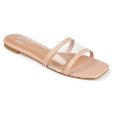 Journee Collection Womens Ramira Slide Flat Sandals Blush 7.5 : Target
