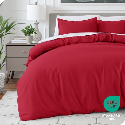 King/California King Red Ultra-Soft Microfiber Duvet Cover Set