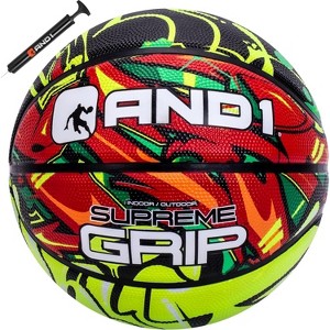 AND1 Supreme Grip Rubber Basketball: Official Regulation Size 7 (29.5 inches) Deep Channel Construction, Made for Indoor Outdoor Games - 1 of 4