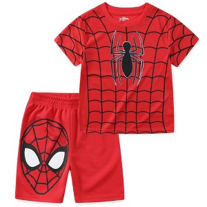 Marvel Spider-Man Miles Morales Avengers Boys 2 Piece T-Shirt and Active Mesh Shorts Set for Toddler and Big Kids - 1 of 4