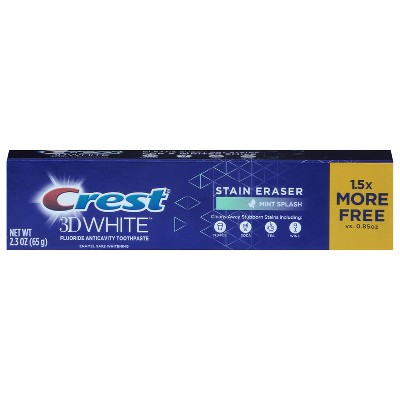 Crest 3D White Stain Eraser Mint Splash Toothpaste 2.3 oz