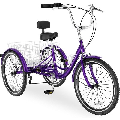 Docerd Adult Tricycles 3 Wheel 7 Speed Trikes, 24 inch Adult Trikes 3 Wheeled Bike with Basket for Seniors, Women, Men