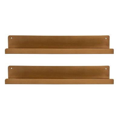 Mezzo 24" Gold Modern Metal Floating Ledge Shelf Set