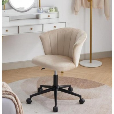 Velvet Upholstered,Adjustable Swivel  Flower Shape Chair Armless With Wheels In Living Room, Bedroom,Office,Reception Area-Cuddlewood