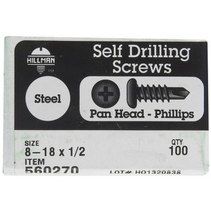 Hillman No. 8-18 X 1/2 in. L Phillips Pan Head Self- Drilling Screws 100 pk - 1 of 1