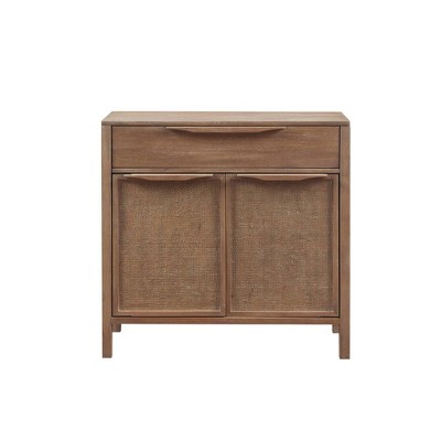 Natural Reclaimed Wood and Cane Webbing Accent Cabinet