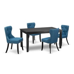5-Piece Black Finish Solid Wood Top - Dining Room Set - Seats 4 - 1 of 4