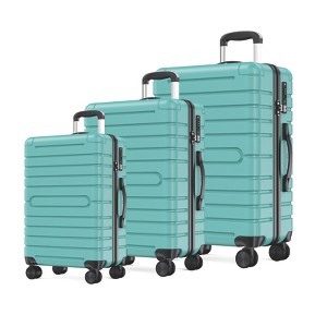 SUGIFT 3 Piece Hardside Luggage Set Suitcase Set with Spinner Wheels and TSA Lock, Blue - 1 of 4