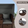 Outdoor Daybed, Double Daybed With Retractable Sunshade Canopy, Built-in Cup Holders And Storage Boxes, 2 Pillows, 2-Seater Sofa For Garden - 4 of 4