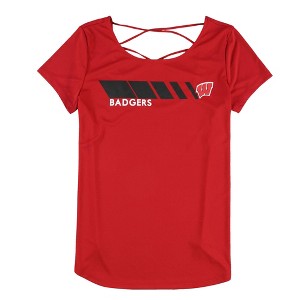 Touch by G-III Womens University of Wisoncin Badgers Open Racerback Graphic T-Shirt - 1 of 2