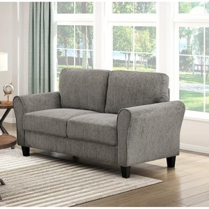 Okak Classic Chenille Sofa 1pc with Durable Upholstery Rolled Arms, Solid Wood Legs Loveseat Couch for Apartments, living Room, Brown - 1 of 4