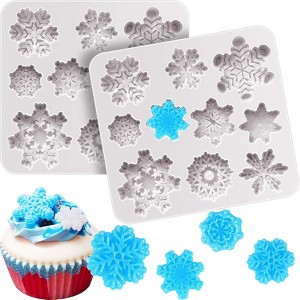 JDICTION 2-Piece 3D Snowflake Silicone Mold Set for Fondant, Polymer Clay, Resin Crafting, Cupcake and Cake Decoration (Gray) - 1 of 4