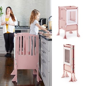 Guidecraft Contemporary Kitchen Helper Step Stool: Adjustable, Folding Montessori Toddler Tower - Safety Learning Furniture - 1 of 4