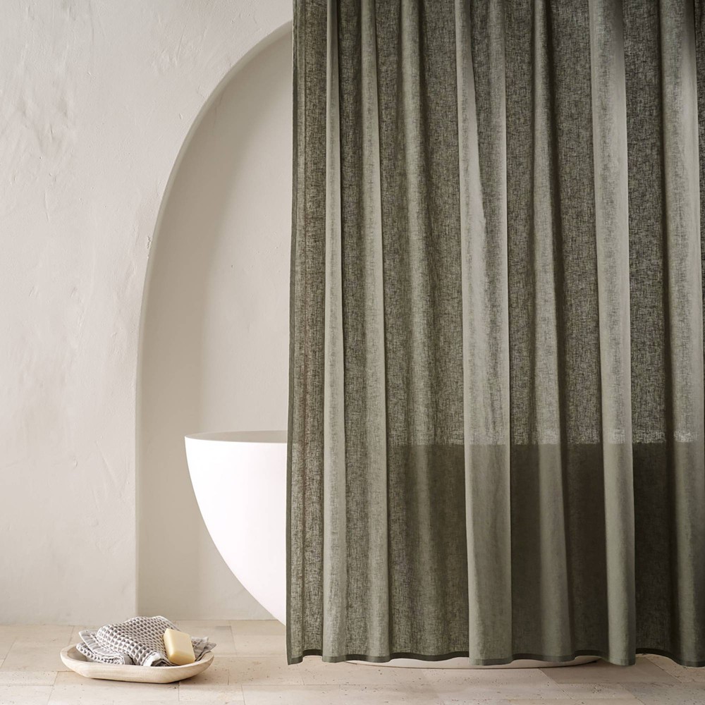 72"x84" Extra Long Linen Shower Curtain Gray - Casaluna™