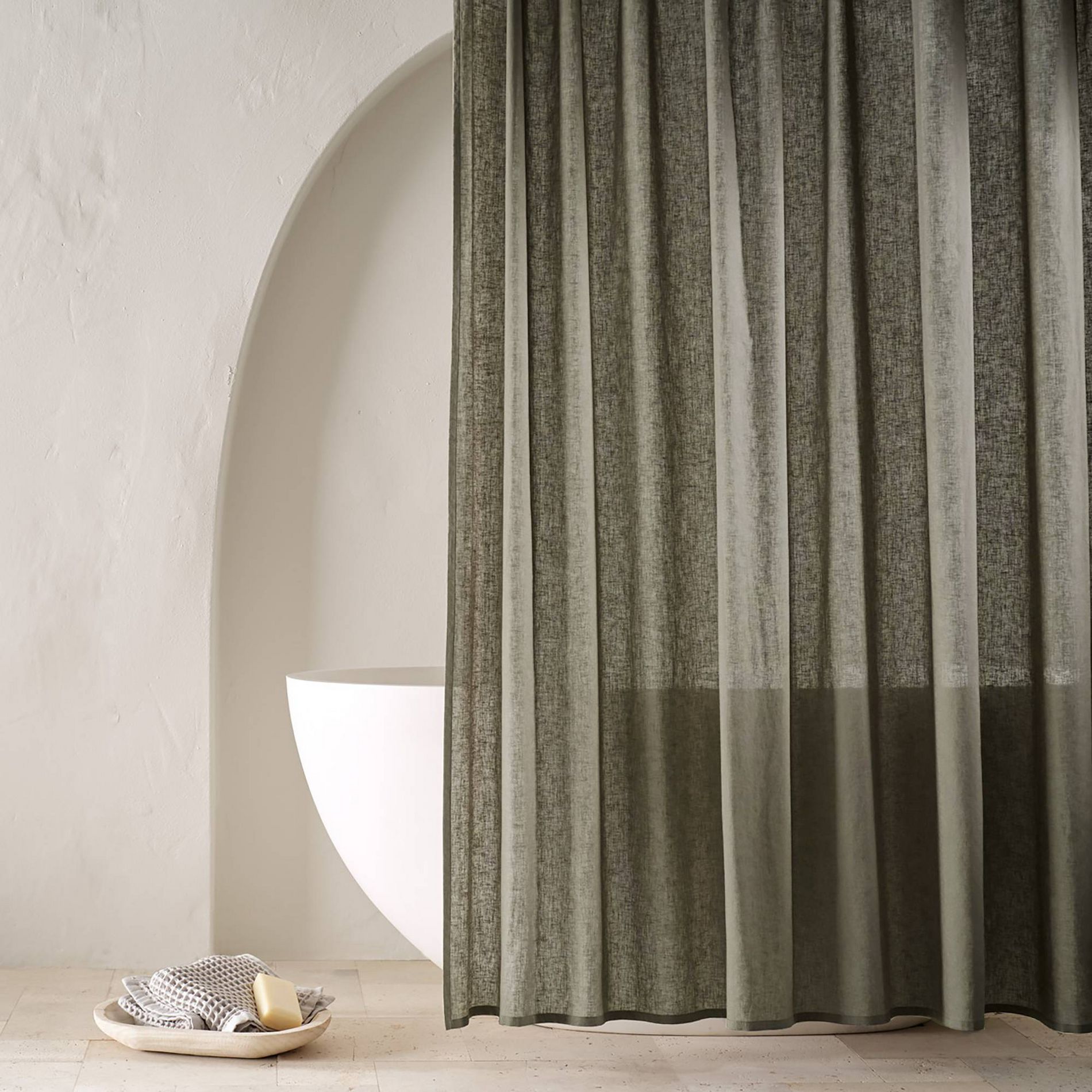 72"x72" Linen Shower Curtain Gray - Casaluna™