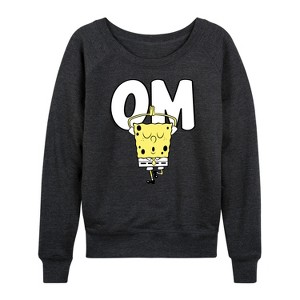 Women's - SpongeBob SquarePants - Yoga Pose Lightweight French Terry Wide Neck Long Sleeve Shirt - 1 of 4
