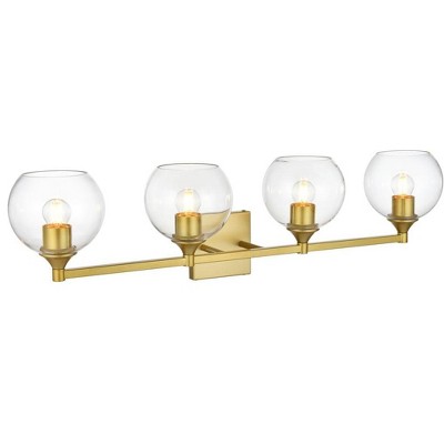 Elegant Lighting Foster 4 light Brass and Clear Bath Sconce