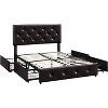 Yaheetech Upholstered Faux Leather Bed Frame with Adjustable Headboard - 2 of 4