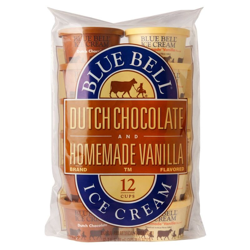 Blue Bell Dutch Chocolate &#38; Homemade Vanilla Ice Cream Cups - 36oz/12ct, 1 of 4