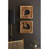 Framed Teak Wall Art Set of 2 – 16" H Handcrafted Natural Brown Finish By Kalalou - 2 of 3