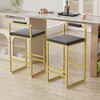 Lyngins Set of 2 Modern Counter Height Bar Stools, Velvet Upholstered Bar Stools with Slim Golden Metal Legs, Counter Stools/Bar Chairs for Kitchen - 2 of 4