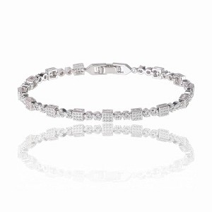 Hollywood Sensation Square Tennis Bracelet with White Diamond Cubic Zirconia 7.5 Inches Gold - 1 of 4