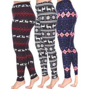 Women's Pack of 3 Plus Size Leggings - One Size Fits Most Plus - White Mark - 1 of 1