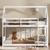 TIRAMISUBEST Twin Over Twin House Floor Bunk Bed with Headboards, Footboards and Guardrails, Ladder, Rubber Wood Bunk Bedframe with Safety Guardrails - 2 of 4