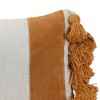 Wide Striped Hand Woven 14x22" Decorative Cotton Throw Pillow with Hand Tied Tassels - Foreside Home & Garden - 2 of 4